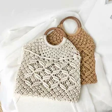 Новые летние женские сумки из хлопка, вязаные женские сумки, модная сумочка с тиснением, женская сумка-торба плетеная пляжная сумка, дизайнерская сумочка клатч сумочки женские