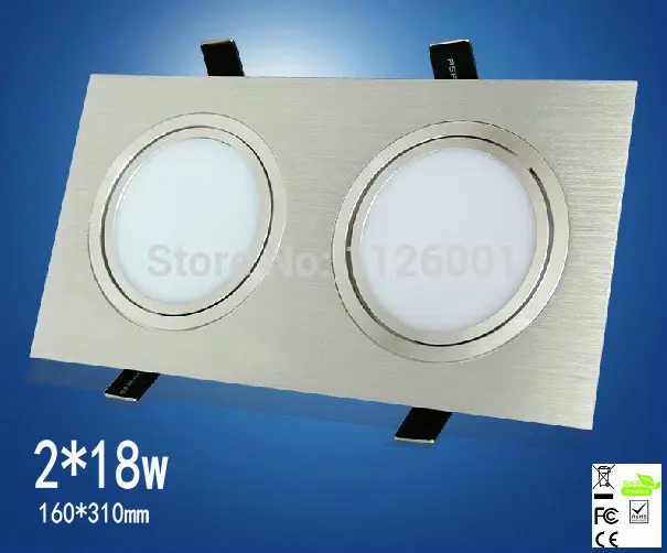 

2015 Real Led Light Free Shipping 1pcs/lot 2*18w 160*310mm Led Downlight With 3400 To 3600lm Luminous Flux, Ce, And Tuv Marks