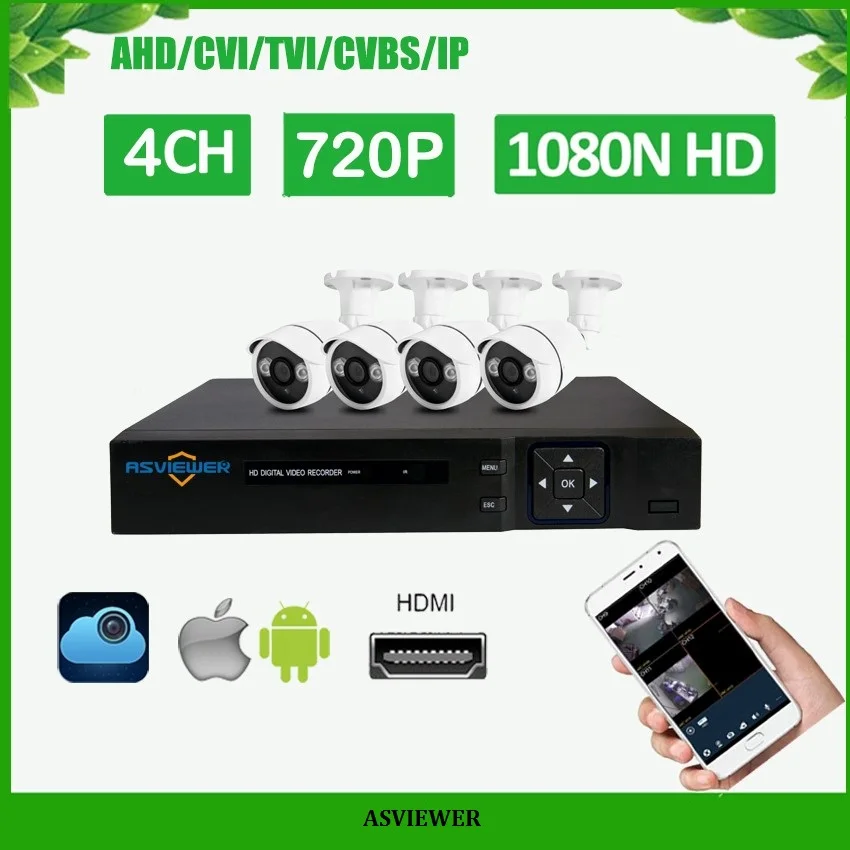 HD 4CH 720 P CCTV система безопасности 4 шт. 1000TVL IR Открытый AHD камеры видеонаблюдения