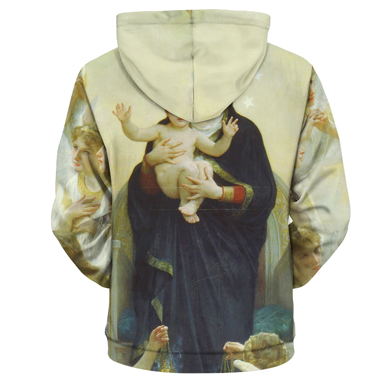 YOUTHUP 3d толстовки для мужчин женщин Девы Марии печати с капюшоном классные унисекс плюс размеры пуловер уличная топы