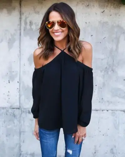 MOONIGHT Tops Blouses Off Shoulder Chiffon Women Blouse 2018 Summer Casual Shirts Club Party Blusas |