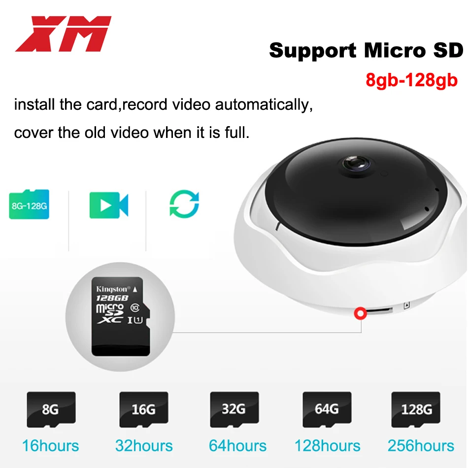  5MP 360 Degree Panoramic Fish Eye IP Camera Multi-purpose Wifi Night Veresion kamera APP Remote Con