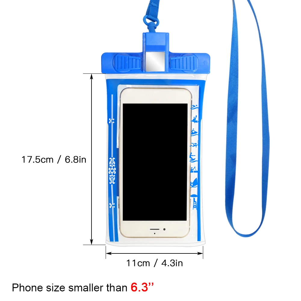 2 шт Водонепроницаемый чехол для телефона 6,3 дюймовый чехол для телефона Встроенный аварийный свисток водонепроницаемый чехол для смартфона под водой