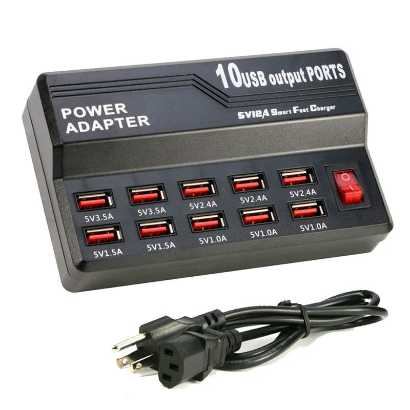 

Multi Port Charger 10 Port USB Wall Charger Desktop Intelligent Charging Stations for Smart Phone Tablet Notebook Camera