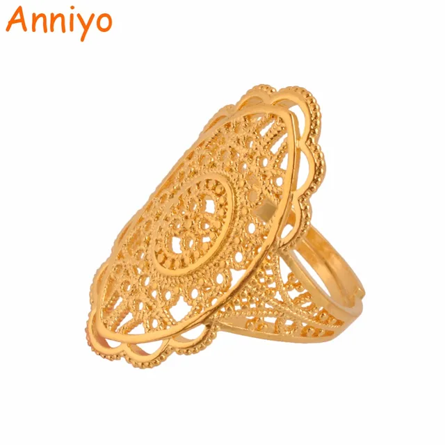 Anniyo Gold Color Ethiopian Wedding Ring Free Size For Women Middle Anniyo Gold Color Ethiopian Wedding Ring Free Size For Women Middle East Dubai Bride Jewelry