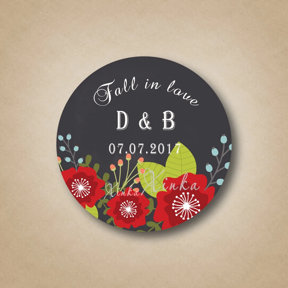 Fall in Love Gift Labels Customized Chalkboard Style Stickers Holiday