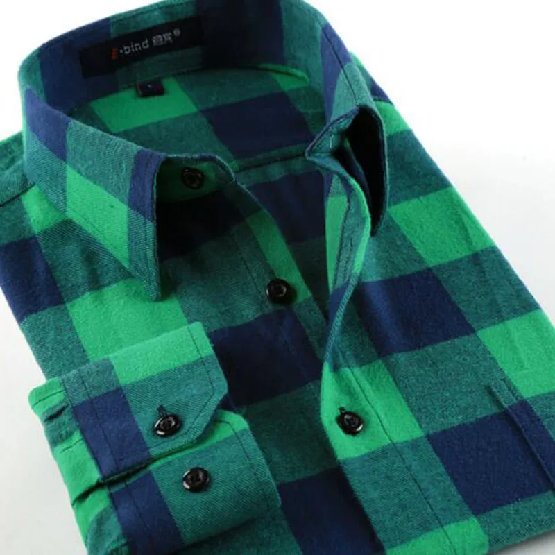 Мужские Фланелевые подушки из чистого хлопка в клетку рубашки с принтом Camisa, приталенные повседневные приталенные рубашки для весны и осени - Цвет: army green