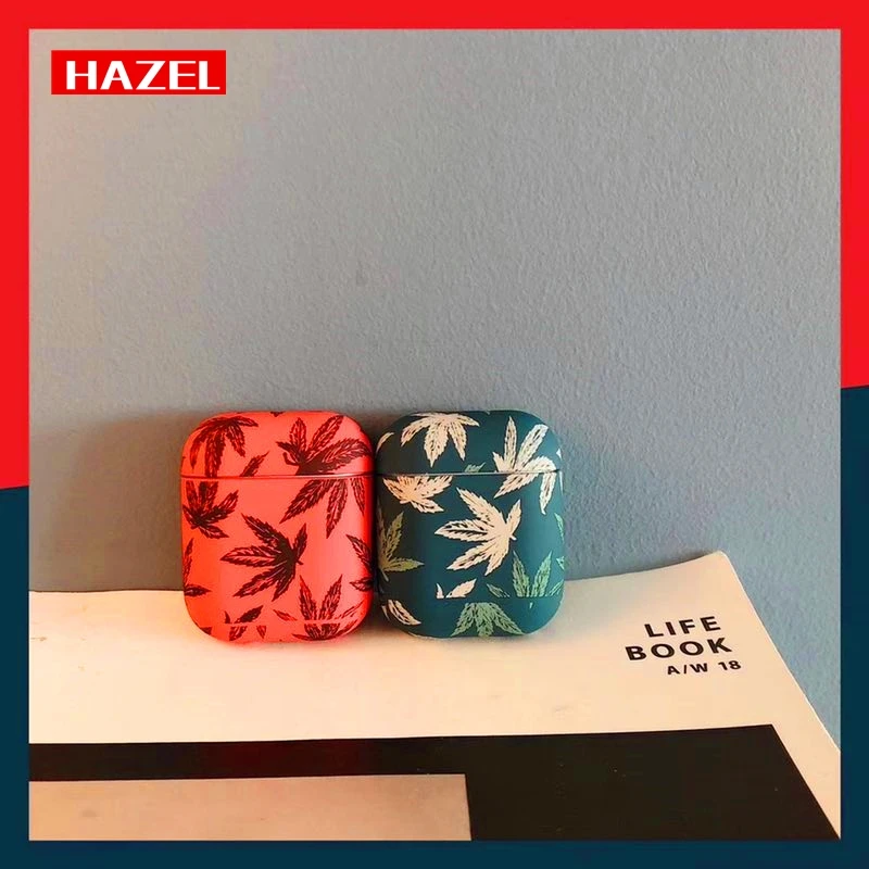 

New Fashion Maple leaf pattern Anti-drop wear for Apple AirPods 1 2 Wireless Earphone Charging Cover Bag Bluetooth Headset Box