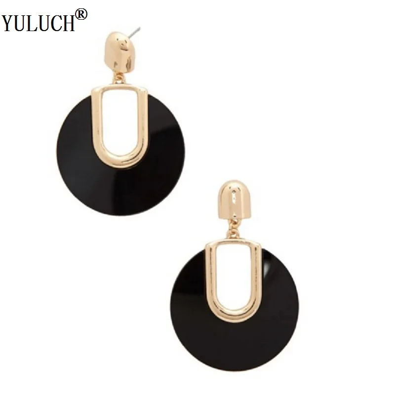 

YULUCH New Design Geometric Round Black Stud Earrings Hollow Gold Stud Earrings Personalized Simple Stud Earrings For Woman Gift