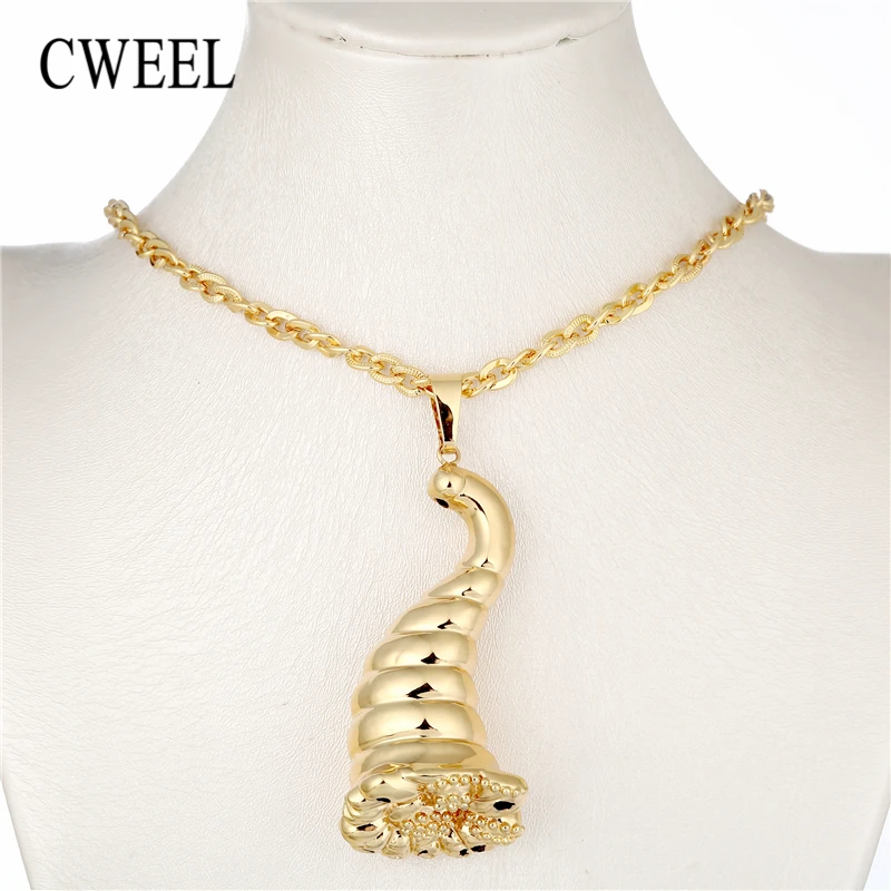 

CWEEL Necklaces&Pendants Long Chain Fashion Big Necklace Women Chain Gold Color Bohemia Men Statement Pendant Necklace