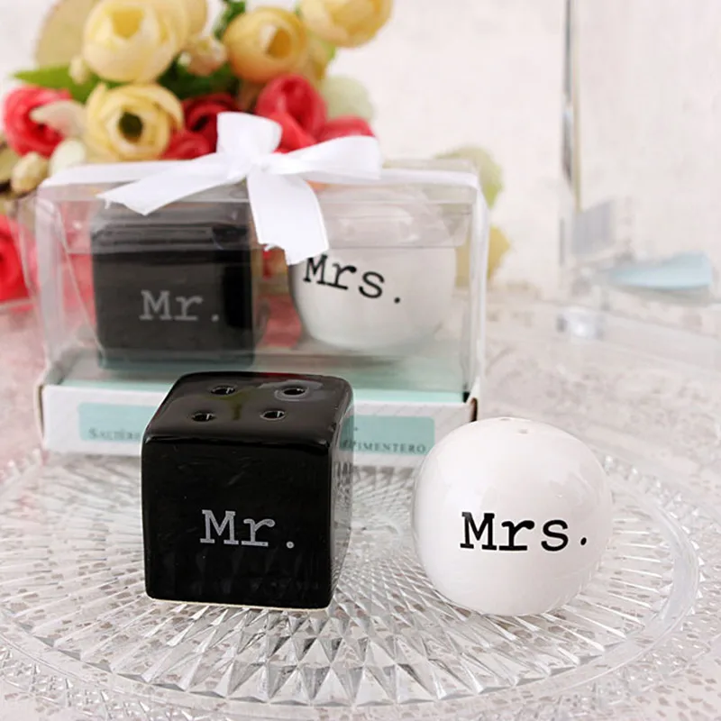wedding gift "Mr. & Mrs." Ceramic Salt and Pepper Shakers Party Favors