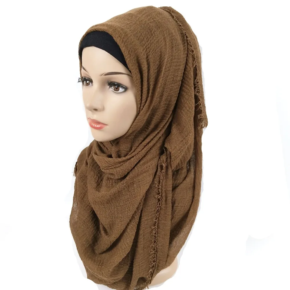 20 шт., однотонный шарф с морщинками, хлопковая вискоза, длинный шарф, Женский сморщенный платок-хиджаб, мусульманская голова, хиджаб, шарф, 10 шт