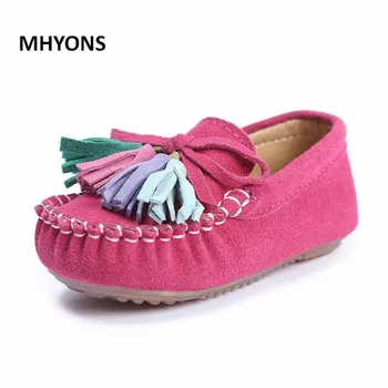 

MHYONS 2019 spring girl fashion genuine leather boat shoes for children tassel for toddler brand moccasin GIRL CASUAL SHOES