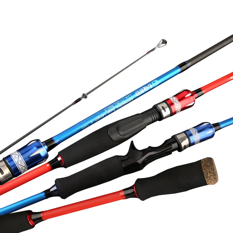 Pólo de Duas Vara de Pesca Fundição Spinning Rod m – ml Poder Super Difícil Telescópica Pontas Barco Jangada Peixe Pesca Canne Preto 1.8m 2.1m 2.4m
