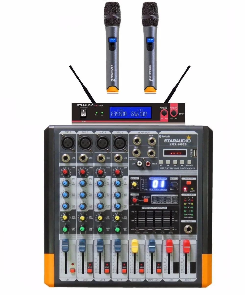 STARAUDIO Professional 4 Channel Powered Mixing Console PA DJ Audio