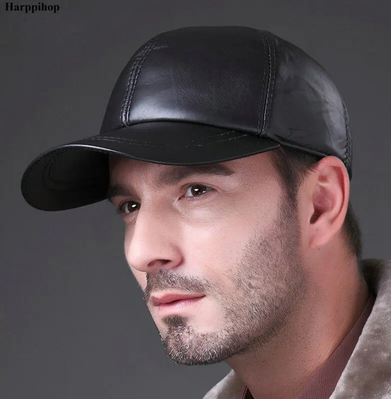 

Hot selling gorras hombre snapback 2017 new winter Sheepskin hat genuine leather warm adjustable sport baseball cap for man caps