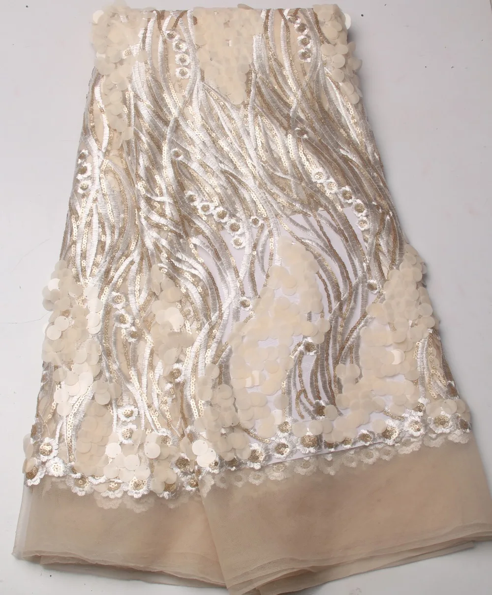

2017 New coming african french tulle lace fabric with charming sequins high quality nigerian net lace fabric for woman NA730B-1