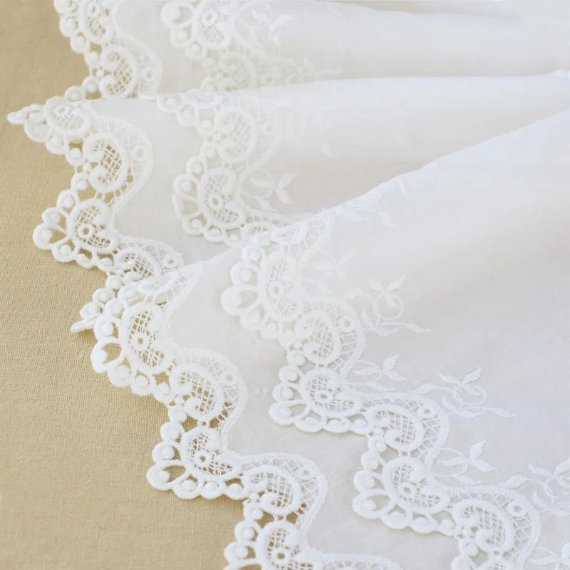 

Free Shipping Exquisite Vintage Cotton Cloth Embroidery Lace Trim Lace Fabric In Double Layer Width 25cm 5Yds/lot