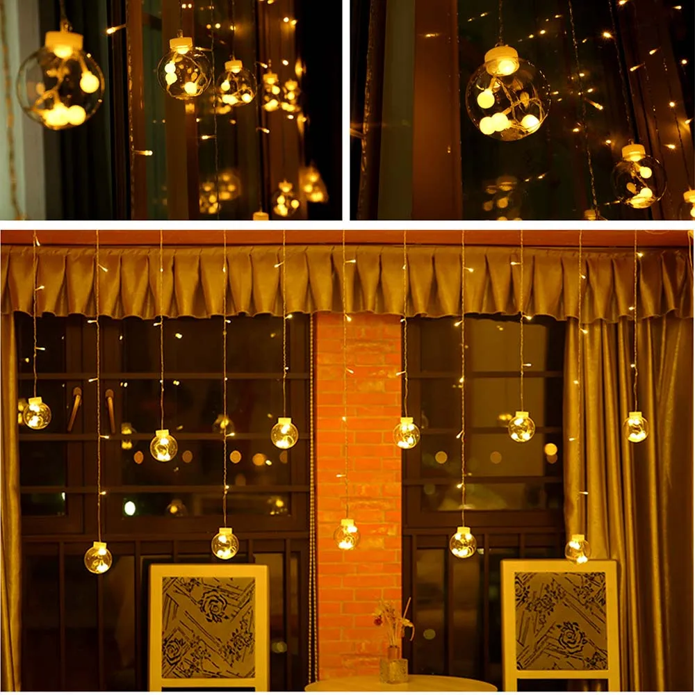

Led ball string light Waterproof wall decoration curtain lights transparent wedding home indoor light chain bulb warm lights