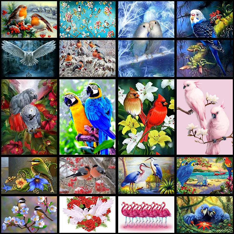 

DIY Diamond Embroidered Two Parrots Birds eagles Cross Stitch Diamond Paintings Cartoon Home Decorations