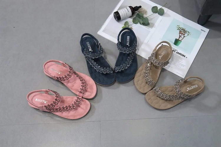 SIKETU/ Летние босоножки; женские модные Вьетнамки; сандалии на плоской подошве; женские удобные сандалии из искусственной кожи; обувь для мам