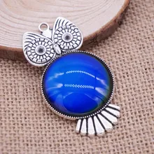 Новейшее винтажное Ожерелье Подвеска Сова сплав кулон эмоция чувство изменение цвета настроение ожерелье подвески