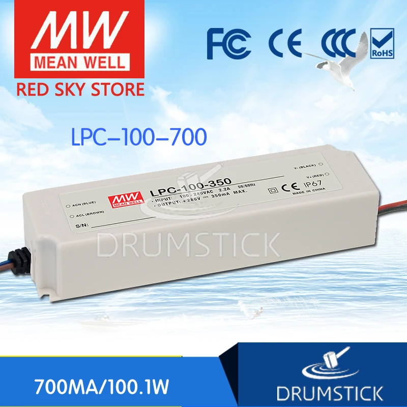 

MEAN WELL LPC-100-700 143V 700mA meanwell LPC-100 143V 100.1W Single Output LED Switching Power Supply