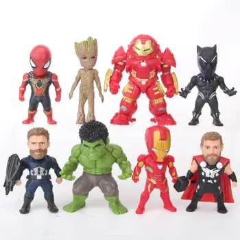 

Disney Marvel Avengers Iron Man Captain America spider 8pcs/set Action Figure Anime Mini PVC Collection Figurine Toy model
