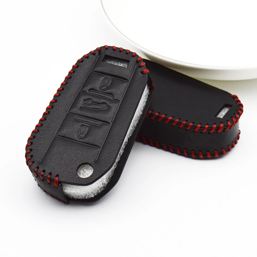 

Car Key Cover For Peugeot 407 408 308 301 306 508 5008 206 2008 107 807 Rcz Boxer Expert Leather Car Key Protection Case Styling