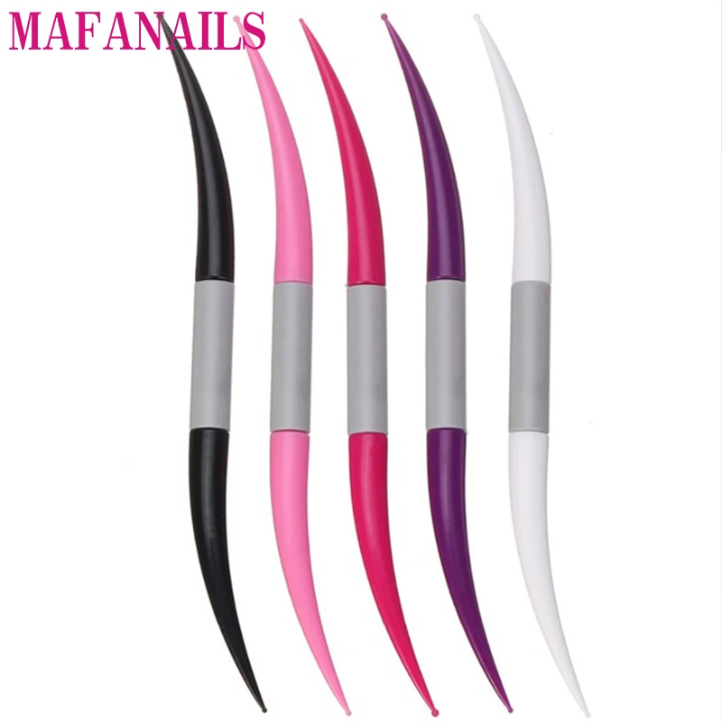 

5Pcs/set 2 End Curve Rubber Protected Plastic Dotting Pen Marbleizing Tool Nail Art Dot Dotting Black Spots Pencil For Crystals