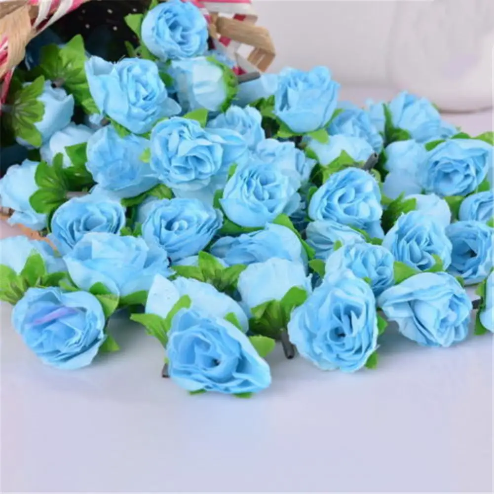 

50PCS Simulation Rose Artificial Flower Head Handwork DIY Little Bud Wedding Decorated Wall Flower Arrangement for Wedding Party