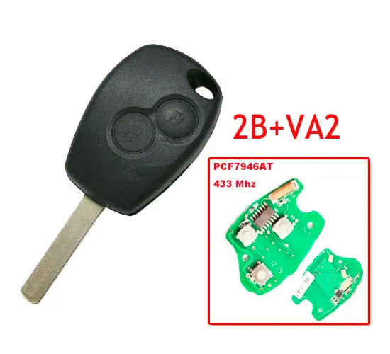 2 кнопки дистанционного ключа с Pcf7946 чип круглую кнопку с VA2 лезвие для Renault 25 шт./лот
