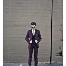 Bungundy куртка мужской костюм из 3 предметов Нотч одна кнопка мода Терно Masculino красивый смокинги стиль высокое качество Slim Fit