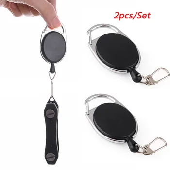 

2pcs Retractable Badge Holder Reel Key Ring Badge Reel with Carabiner Reel Clip on Bus Card ID Card Holders