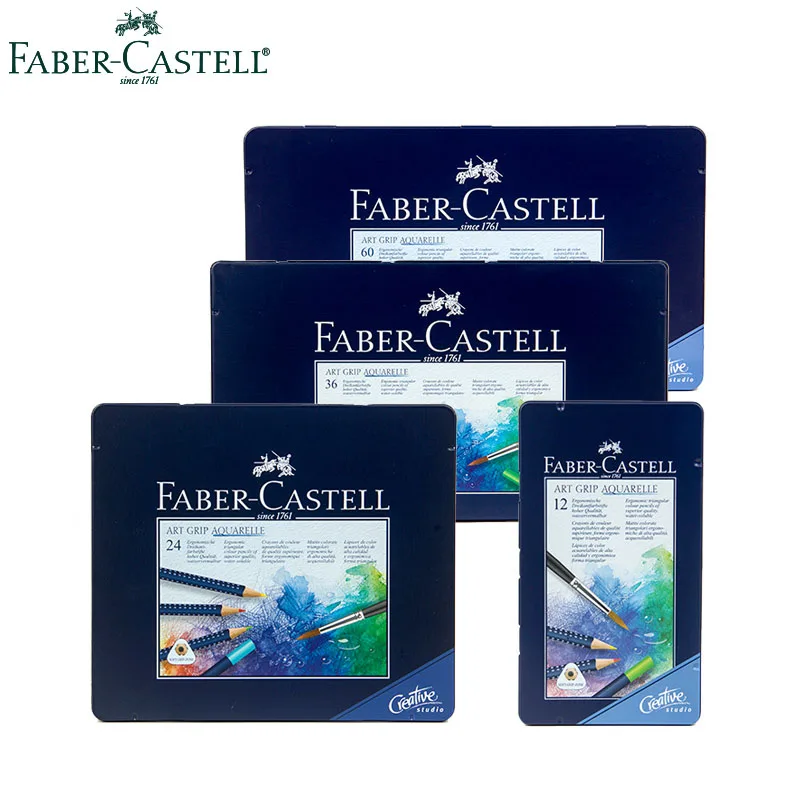 

Faber Castell 12/24/36/48/60 Colors Blue Iron Box Professional Water Soluble Color Pencil Triangular Lattice Not Easy To Break