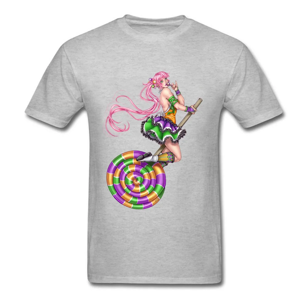 Lollipop Witch by Amberly Berendson T Shirt for Men Printed Summer/Autumn Tops T Shirt Cheap Clothing Shirt O Neck 100% Cotton Lollipop Witch by Amberly Berendson grey