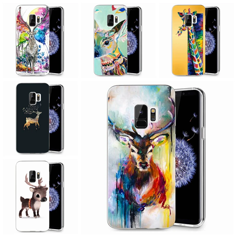 For Samsung Galaxy S9 S9Plus S8 Plus S7 edge Note 8 J500 A3 A5 2016 2017 Cover Deer Painted Pattern Soft TPU Silicone Case E028 |