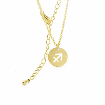 

10PCS Sagittarius Sign 12 Zodiac Constellation Necklaces & Pendants Choker Horoscope Astrology Disc Necklace Women bijoux femme