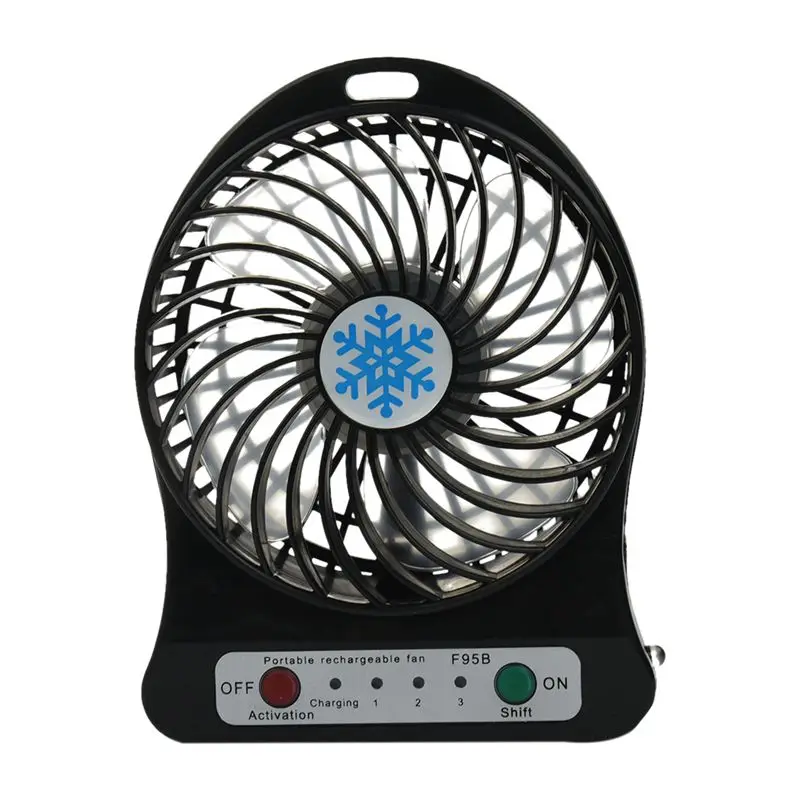 Portable USB Rechargeable Air Cooler Battery Powered Mini Desktop LED Fan