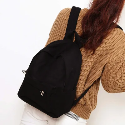 Простой классический дизайн, хорошее качество, холщовая женская сумка, студенческий школьный рюкзак для книг, повседневная сумка - Цвет: black big size