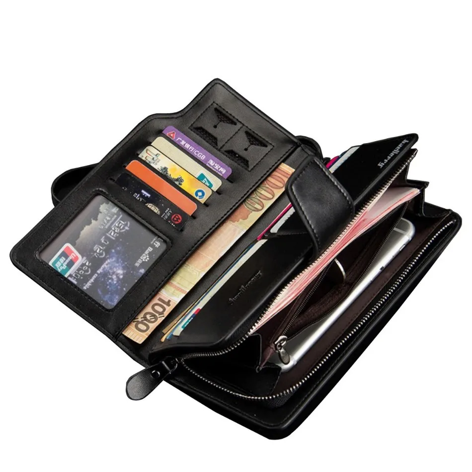 Men's Genuine Leather Long Wallets Multifunction Large Capacity Zipper