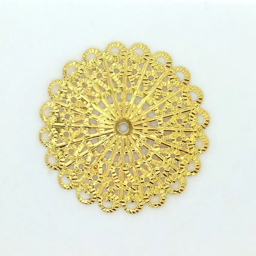 

Free shipping-20 Pcs Gold Tone Filigree Flower Wraps Metal Crafts Gift Decoration DIY Findings Connectors 42mm F0883