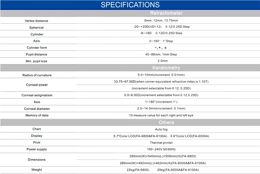 FA-6000A-Specification