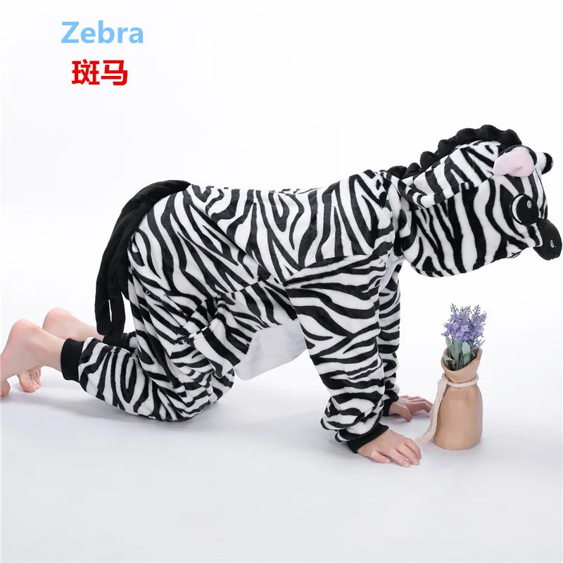 

Lovely zebra cartoon animals baby coral flannel pajamas household to take children MXJF8888