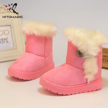 

HITOMAGIC Children's Winter Boots Girls Buckle Felt Fashion Plush Ankle Snowshoes For Boys Winter Girl Shoes Snow Boots Kids