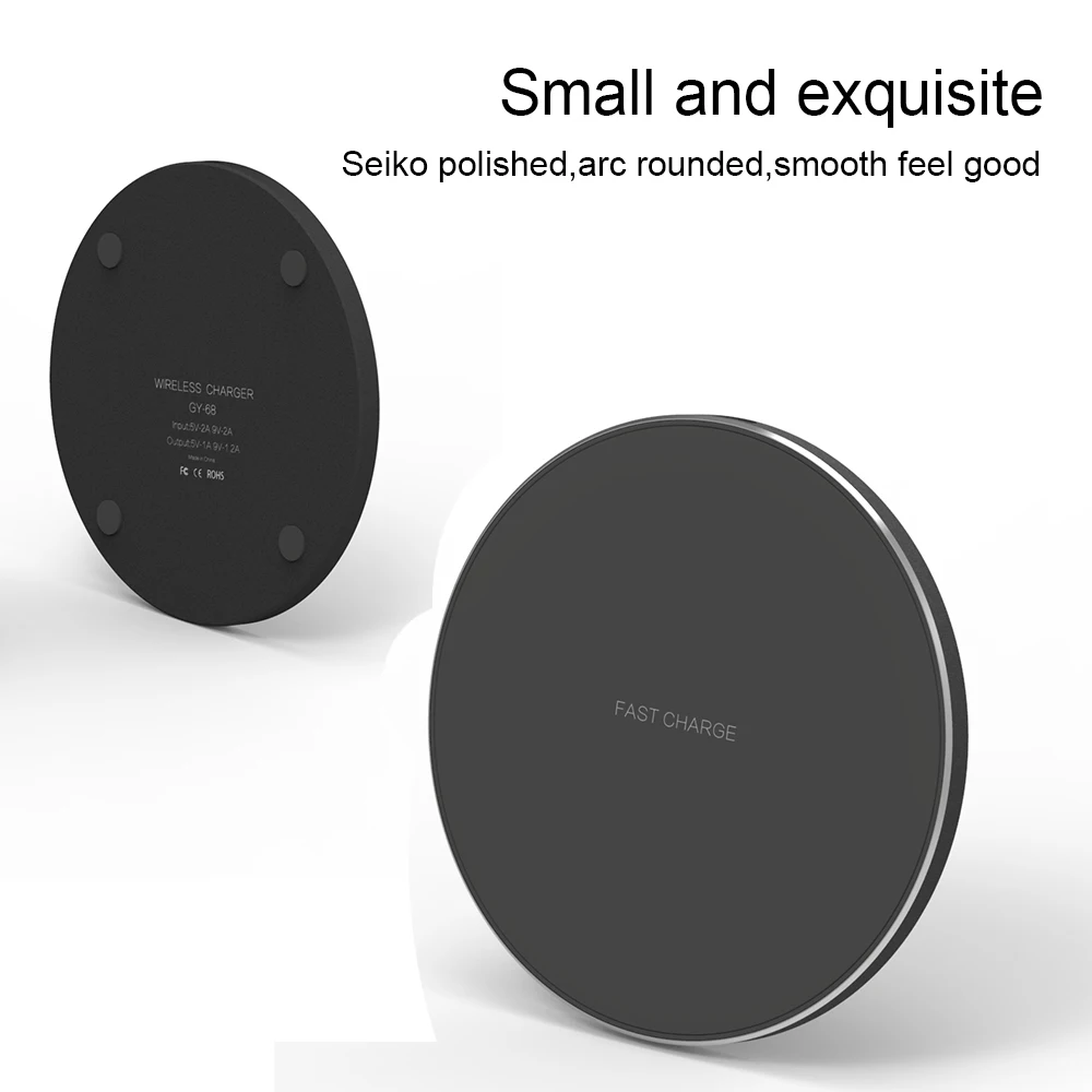 NYFundas 10W Fast Wireless Flat Round Charger Ultra-Thin for samsung galaxy note 9 s9 s8 plus charging pad caricatore induction