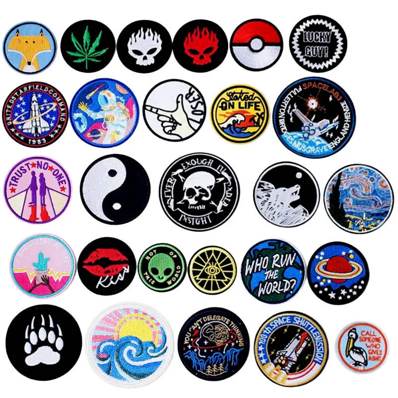 

Circular Ring Iron On Patches Badges for Sew Seam Tailoring Clothes Suits of Coat Jacket Trousers T-shirt Pants Ornament Apparel