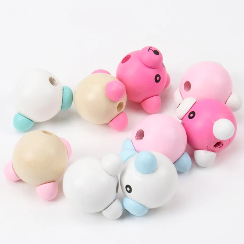 

Cute Kids Wood Material Beads 3D Bear Shape Cute Spacer Loose beads Fit kids Handmake DIY Accessory 28x25mm 1pcs