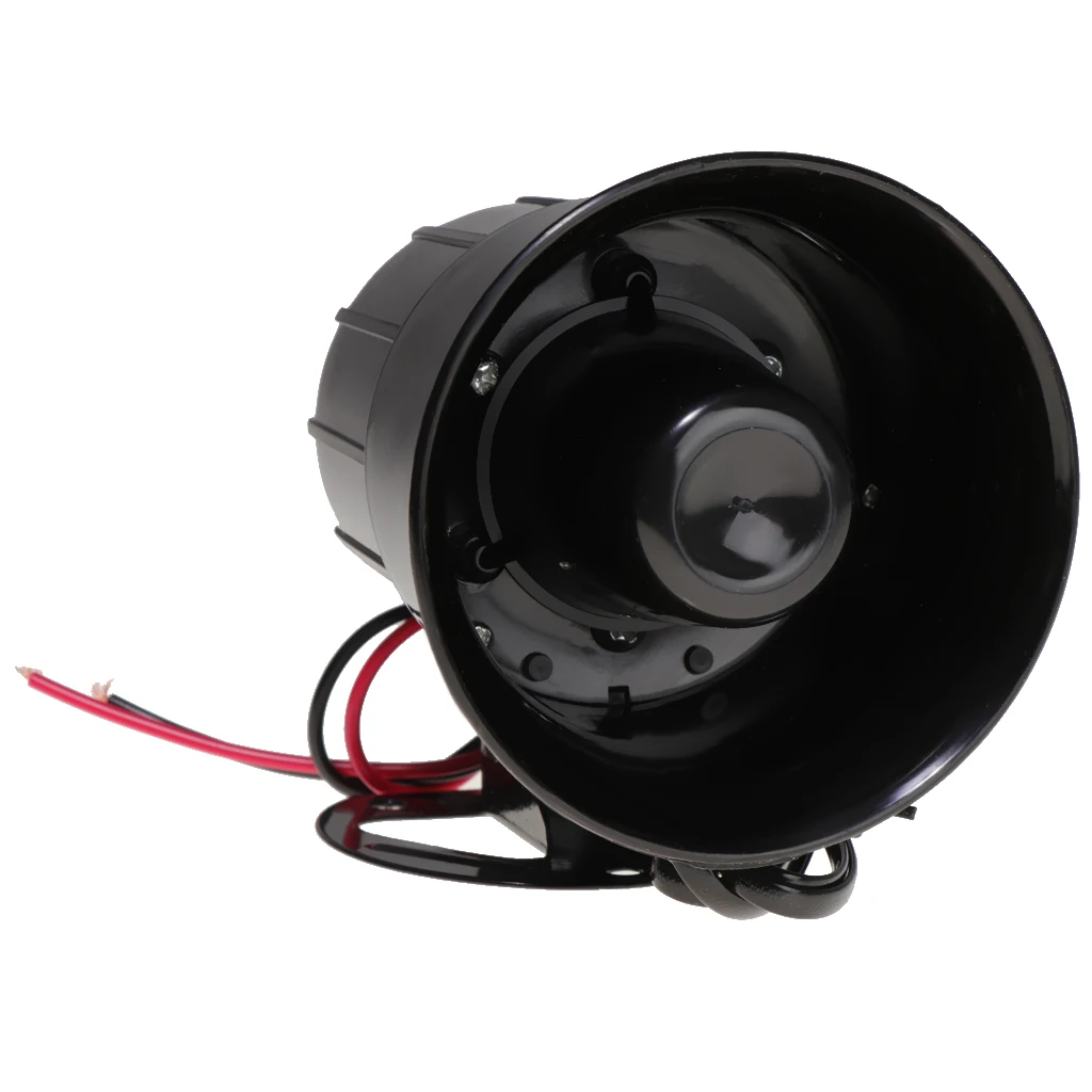 30W 12V Car Alarm Loud Speaker Siren Horn Emergency Microphone 3 Sound 110dB ABS Plastic Small body