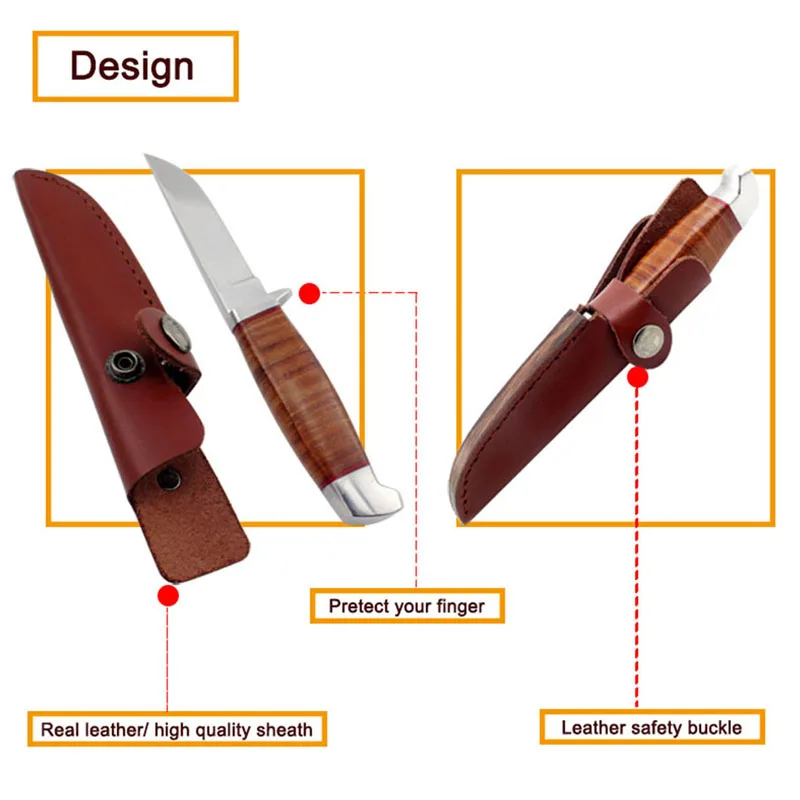 FINDKING 440c blade with real leather handle pocket knife Camping knife Survival knife hunting knife with real leather Sheath